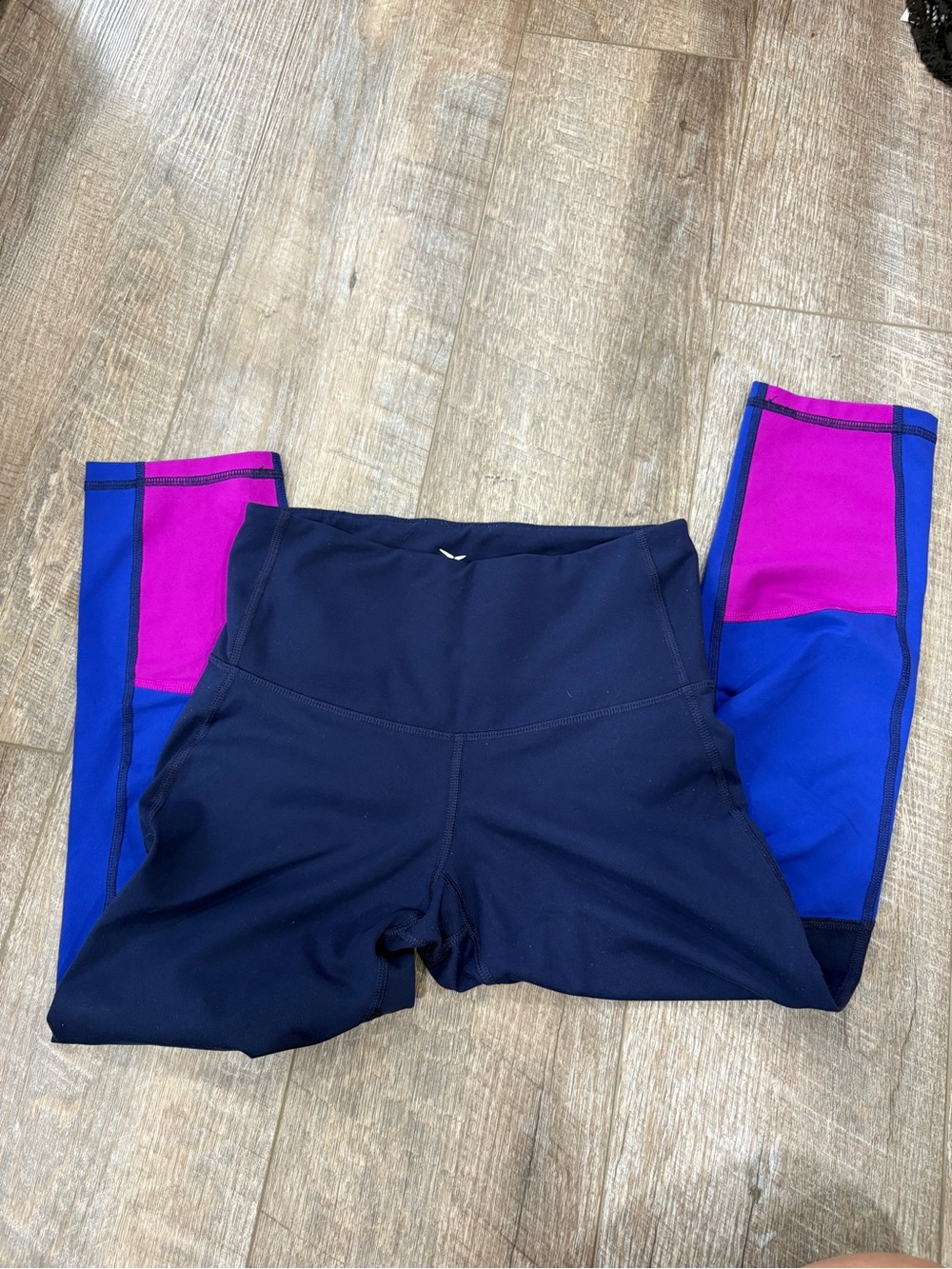 Old Navy Girls' Navy, Royal Blue & Magenta Colorblock Leggings
